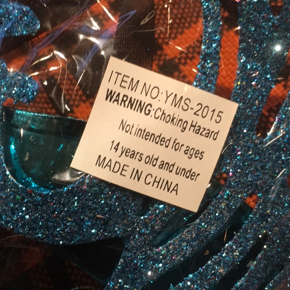 Blue Glittery Costume Eyes Cover Mask - Picture 5 of 6